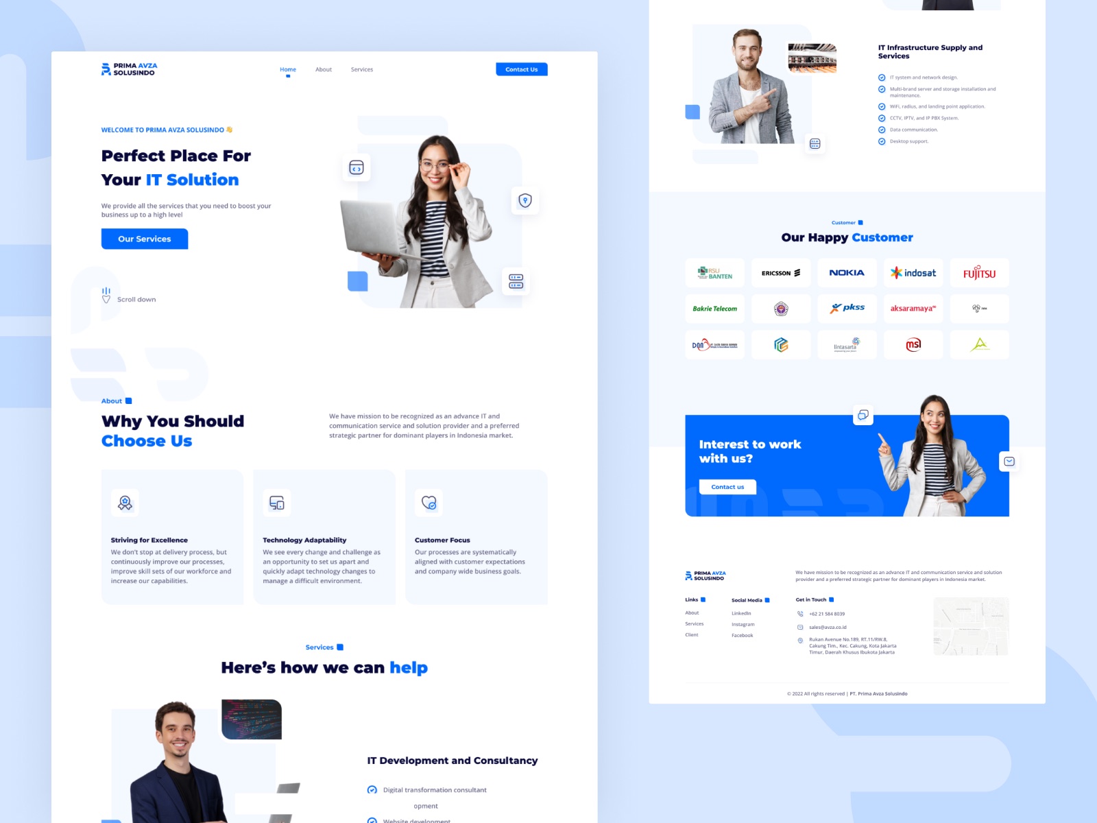 Avza Landing Page interface
